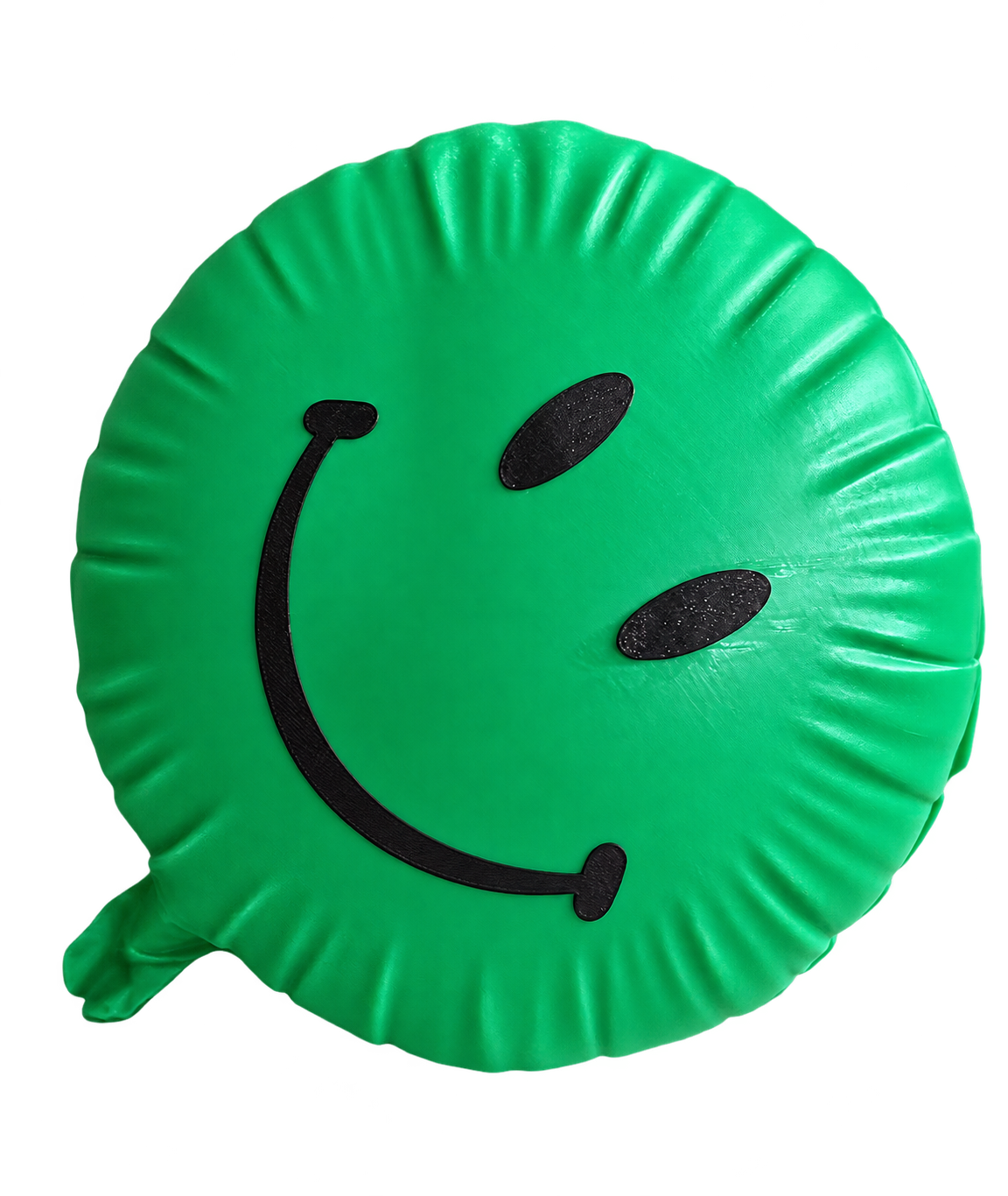 Oggetto verde a forma di palloncino sorridente